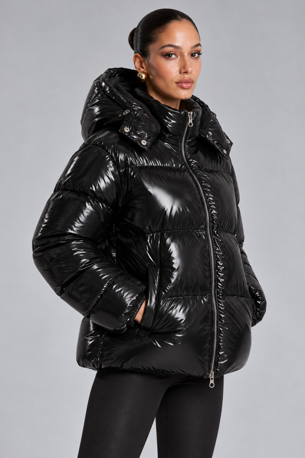 KURZE GLÄNZENDE DAUNENJACKE – Ansicht 5