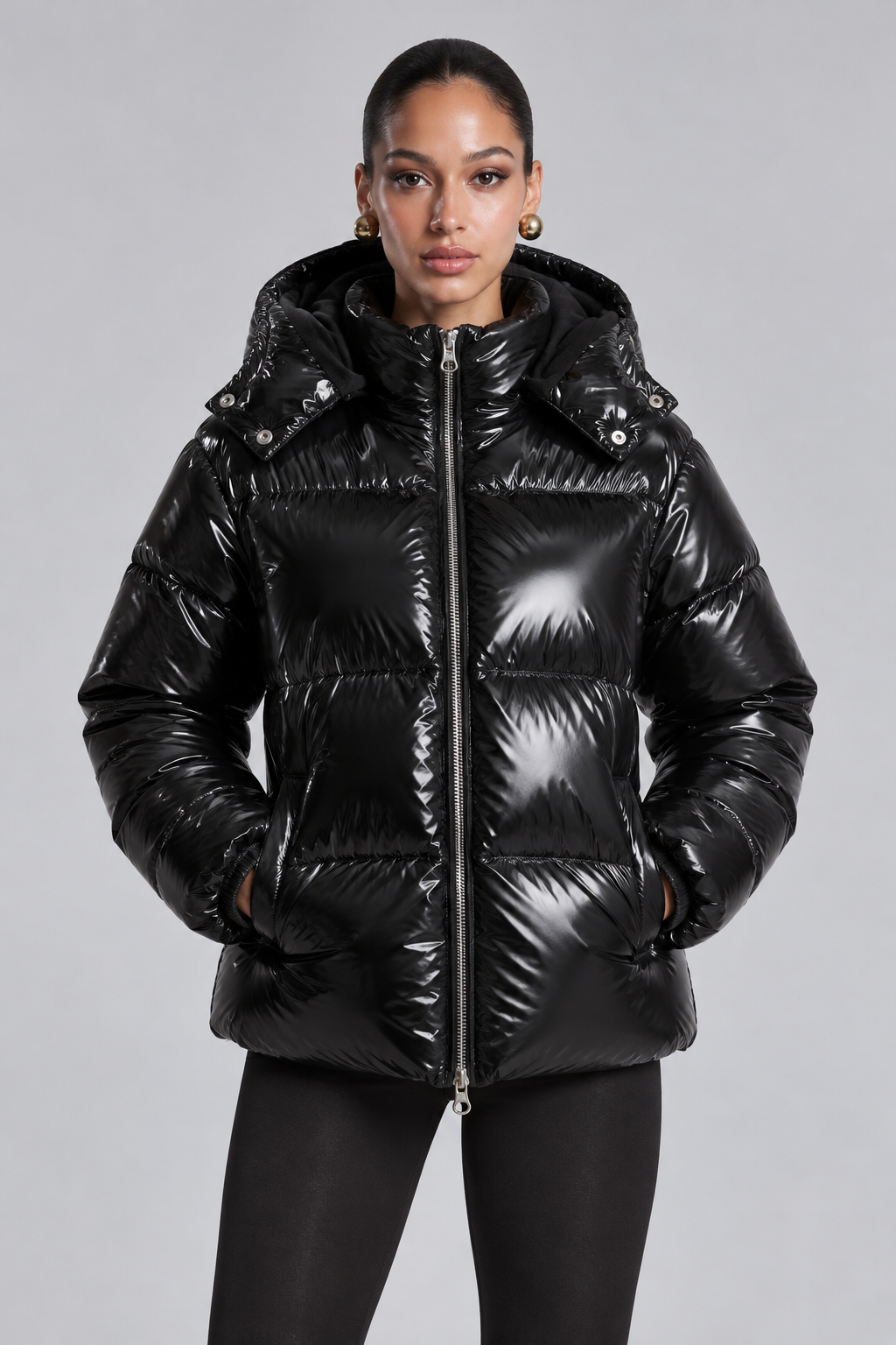 KURZE GLÄNZENDE DAUNENJACKE – Ansicht 4