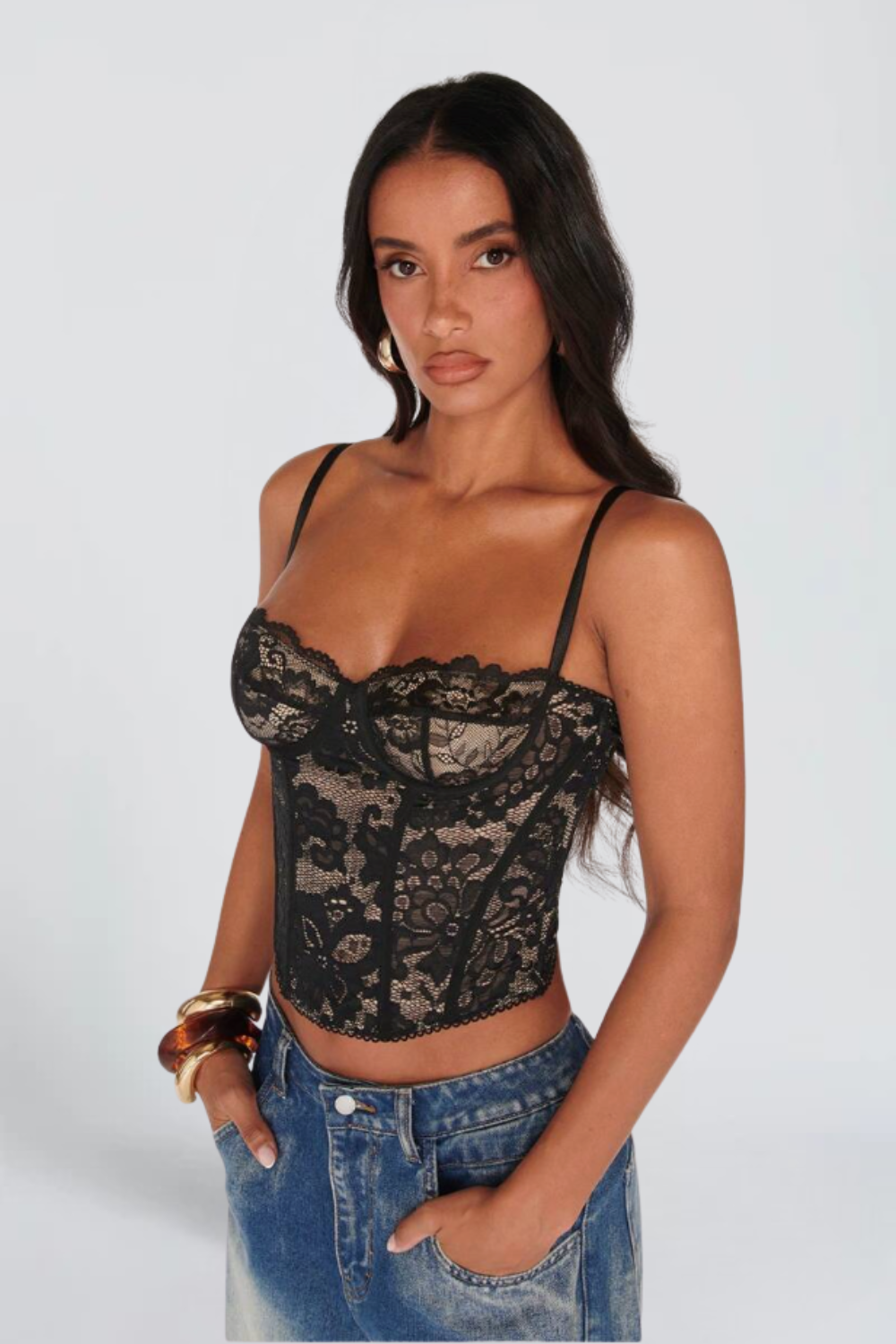 KORSETT AUS BLUMENSPITZE – Ansicht 1