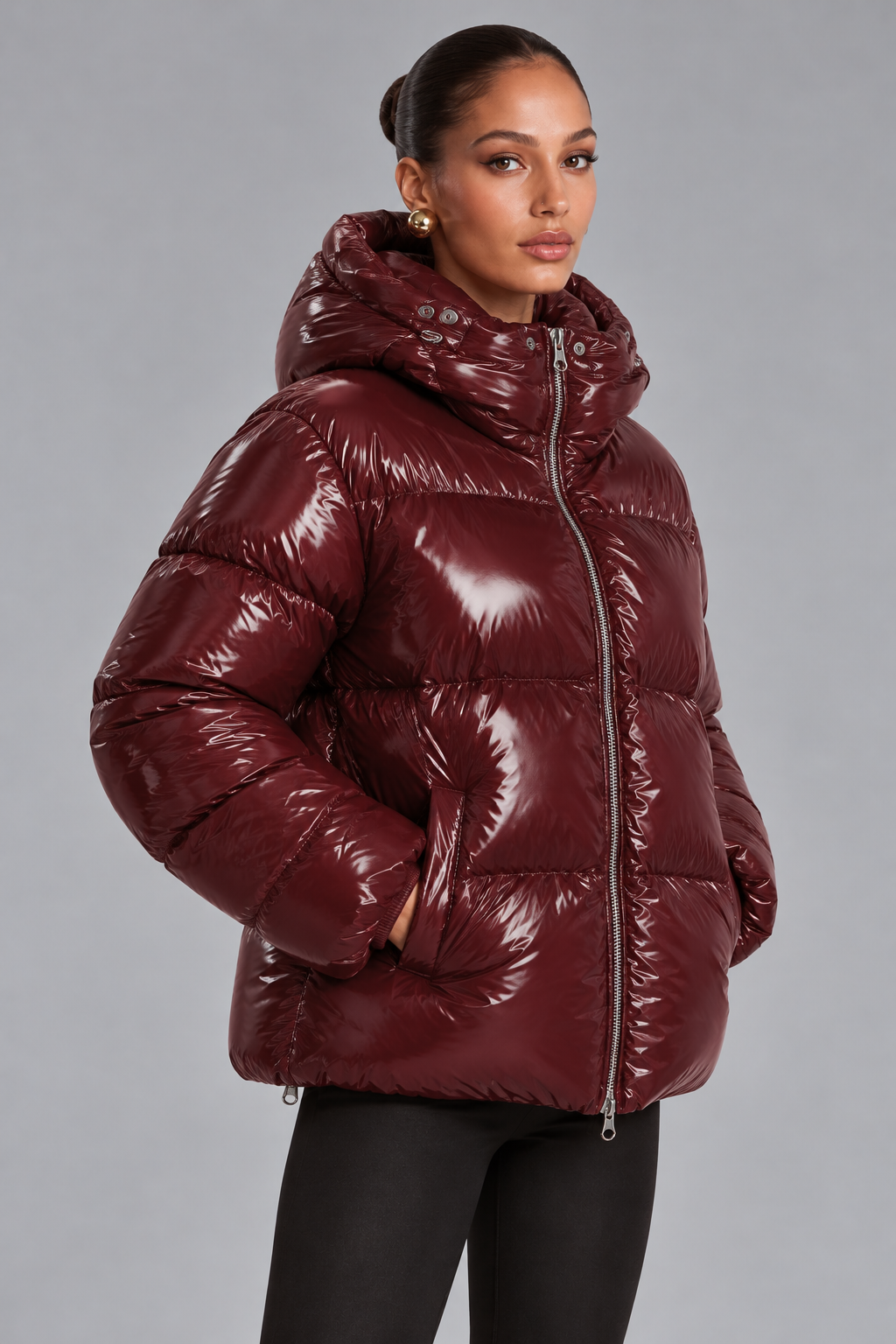 KURZE GLÄNZENDE DAUNENJACKE – Ansicht 3