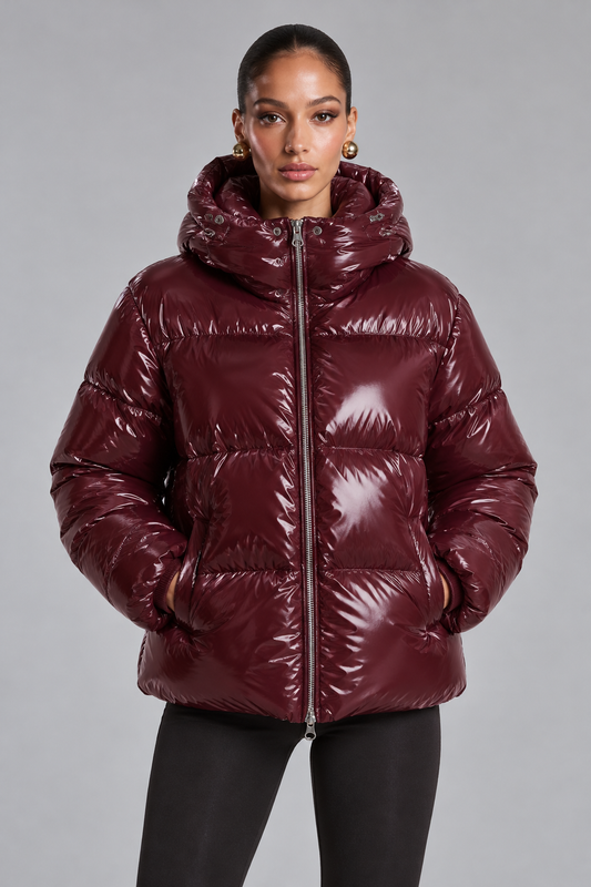 KURZE GLÄNZENDE DAUNENJACKE – Ansicht 1